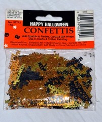 Vintage Amscam 1/2oz/14g Happy Halloween Orange, Yellow & Black Confetti
