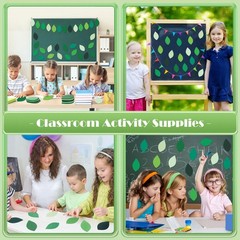 200 PCS Paper Leaf Cutouts 4 Inch Green Leaves Shapes Bulletin Board Decor
