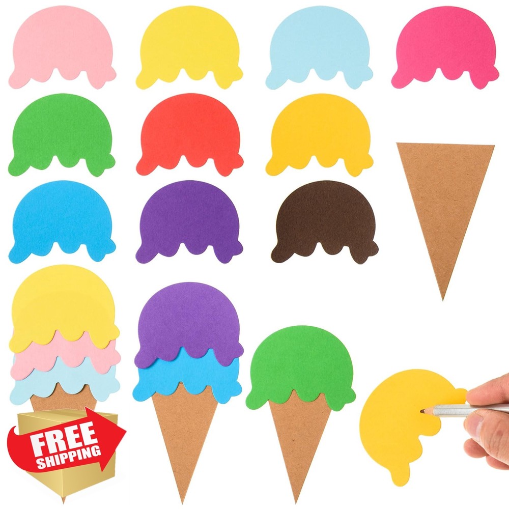 MixTeach Paper Ice Cream Cutouts 200pcs