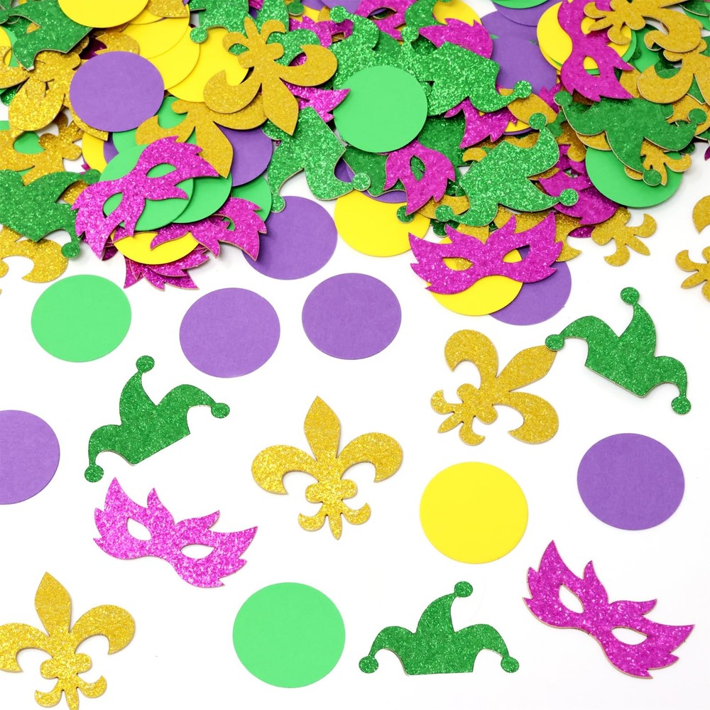 Honbay 200PCS Glitter Mardi Gras Party Confetti Decorations Carnival Party Suppl