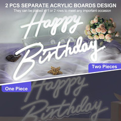 Large Happy Birthday Neon Sign Set – Dimmable LED Backdrop Decoration