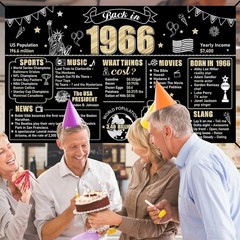 Back in 1966 60th Birthday Banner – Elegant Black Gold Decor for Celebrations