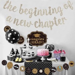 Glitter The Beginning of A New Chapter Banner, Farewell party Champagne