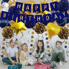 Birthday Decorations Navy Blue Gold Birthday Party Decorations Happy Birthday…