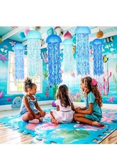 10″ Blue Hanging Jellyfish Paper Lanterns – Under the Sea Party Gradient Blue B