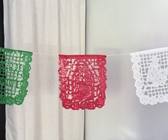 Virgen De Guadalupe Papel Picado Banners 3PACK Plastic Tricolor.