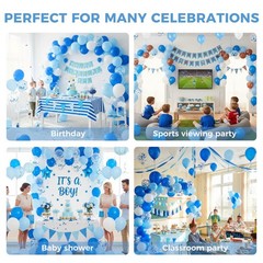 60 PCS Light Blue Baby Blue and White Balloons, 12 inch Blues Confetti Latex …
