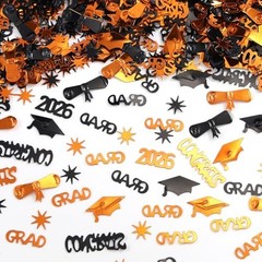 Black and Orange Graduation Confetti 2026, 1000 Pcs Class of 2026 Orange Black