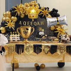 Graduation Decorations Class of 2025 Black and Gold Balloons Arch kit, 120 Pcs C