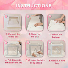 White Transparent Balloon Boxes with 78 Letters, Name Boxes for Baby Shower, Cle