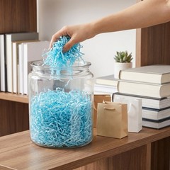 Crepe Paper Filler Box Crinkle Blue Shredded Gift Basket Fillers