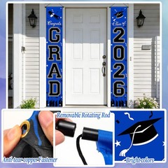 Class of 2026 Graduation Decorations Set Blue Banner Backdrop Balloons 23PCS