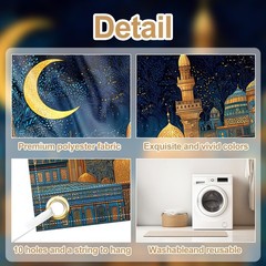 16x7ft Ramadan Eid Garage Door Cover – Islamic Night Scene with Crescent Moon &