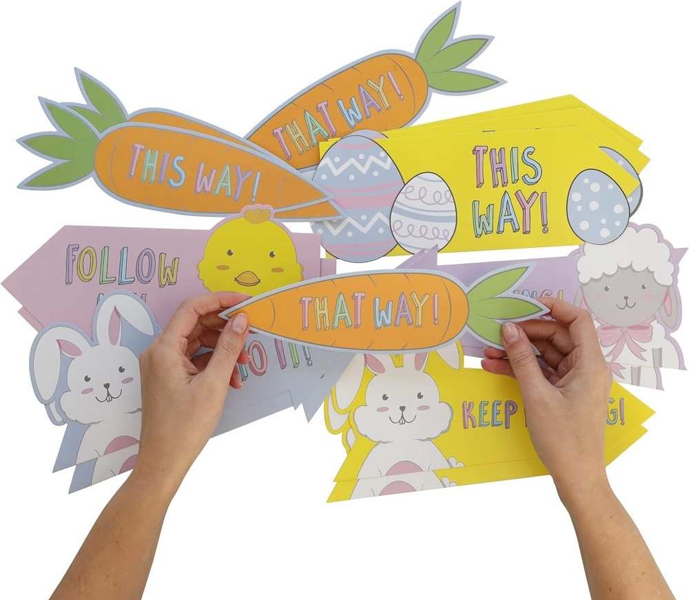 15 Easter Egg Hunt Arrow Signs Children Trail Hunting Game Decorations Kids Fun