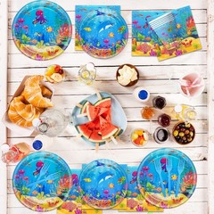 Complete 120-Pc Sea Animal Birthday Decor Set for 24 Children – Eco-Friendly