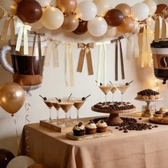 Brown Plaid Bow Garland Banner, Espresso Martini Theme Bow Garland Gingham Ri…