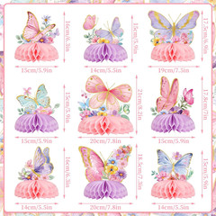 9 PCS Butterfly Centerpieces for Tables Butterfly Birthday Party Decorations Spr