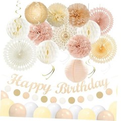 Champagne-Gold Pink Birthday Decorations for Women Girls,Pre Champagne-gold