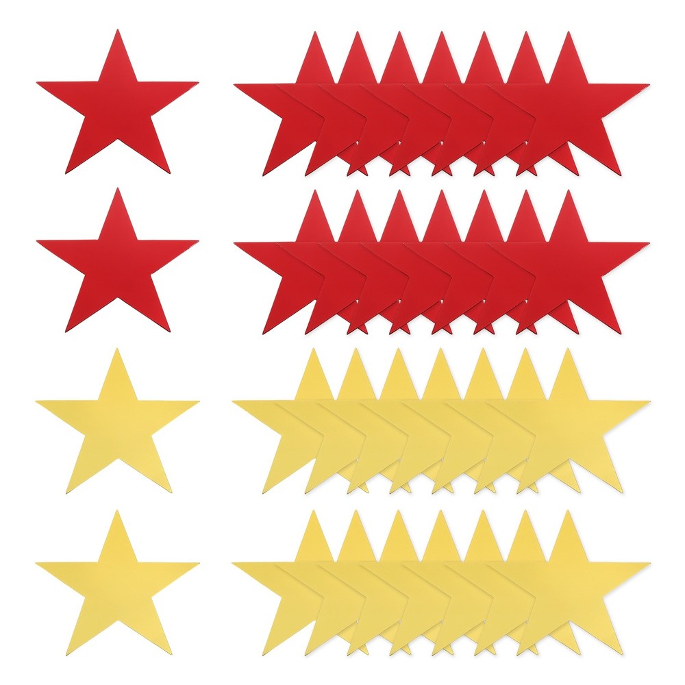 48 Pcs Stars Cutouts, 6 Inch Double Printed Paper Stars, Gold/Red
