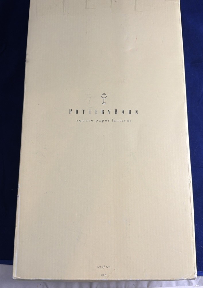 Pottery Barn – Red- Square, Paper Lanterns. Party Supplies. New In (Open) Box!