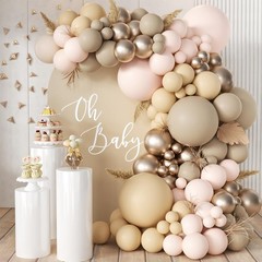 Boho Pink Nude Neutral Balloon Arch Kit, 166Pcs Pastel Brown Maca Light Pink …