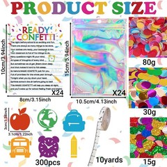 24 Sets Back to Ready Confetti Celebration Table Confetti Kit with Cards Ribb…