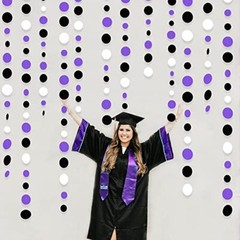 46Ft Circle Dots Garlands Black Purple and White Polka Dot Hanging Purple Black