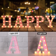 Pink Light up Letters，Pink Party Decorations,Girls Room Decor,Glitter Light up L
