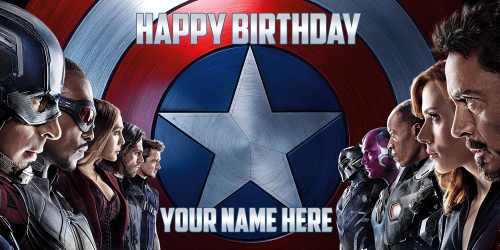 Birthday banner Personalized 6ft x 3 ft Captain America Civil War,Disney, Marvel