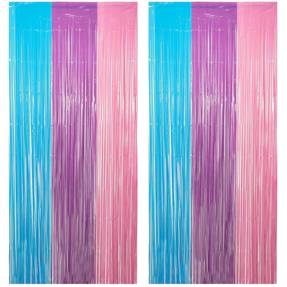 Blue Purple Pink Tinsel Backdrop – Pastel Foil Fri