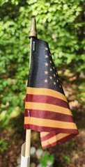 NEW! Tea Stained 4″ x 6″ American Flag on Wood Stick with Gold Top – 2/Pack USA