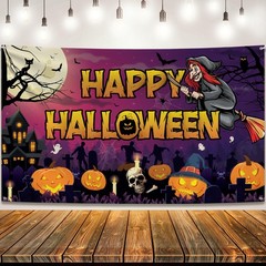 KatchOn Spooky Happy Halloween Banner – XtraLarge, 72×44 Purple and Orange