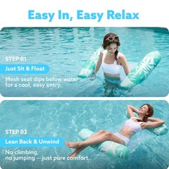 Hammock Pool Floats Adults, 4-in-1 Multi-Purpose Inflatable Pool Floaties PVC…