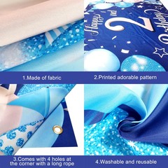 Blue Happy 2nd Birthday Banner – Xtralarge, 72×44 Inch | 2nd Birthday Decoration