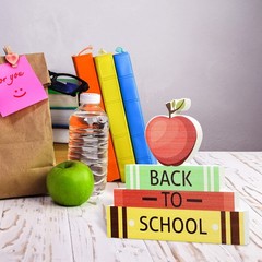 3 Pcs Back to School Table Decoration Wood Apple Book Bus Block Sign Back to …