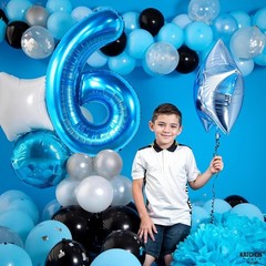KatchOn, Giant Blue Number 6 Balloon – 40 Inch | 6th Birthday Decorations for