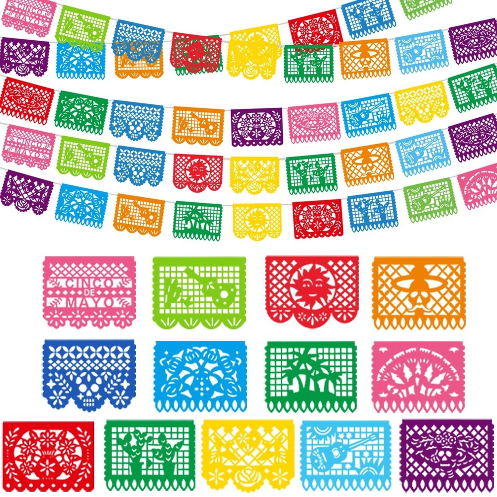 216FT Cinco De Mayo Decorations, 12 Pack Mexican Party Banner, 3 Styles Color…