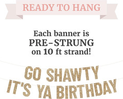 Pre-Strung Go Shawty It’S Ya Birthday Banner – Gold Glitter Funny Banner | No DI