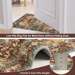 Yamaziot Washable Runner Rug, 2×8 Non-Slip 2′ x 8′ (Runner), Rust/Dull Teal