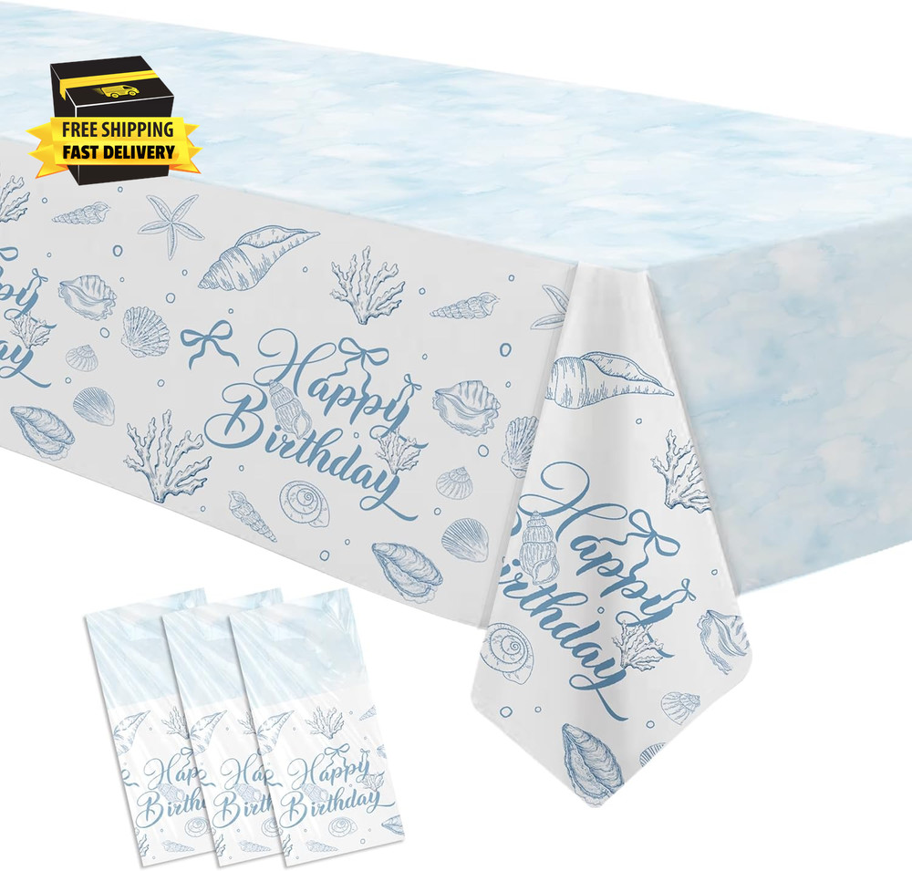 Seashell Party Tablecloth Decorations for the Summer Ocean Birthday Baby Shower