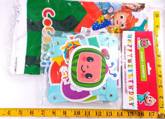 Cocomelon themed party decorations, coloring play pack for kids