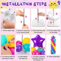 2 Set 163 Pcs Dollhouse Birthday Party Balloon Column Stand Kit Purple Hot Pi…