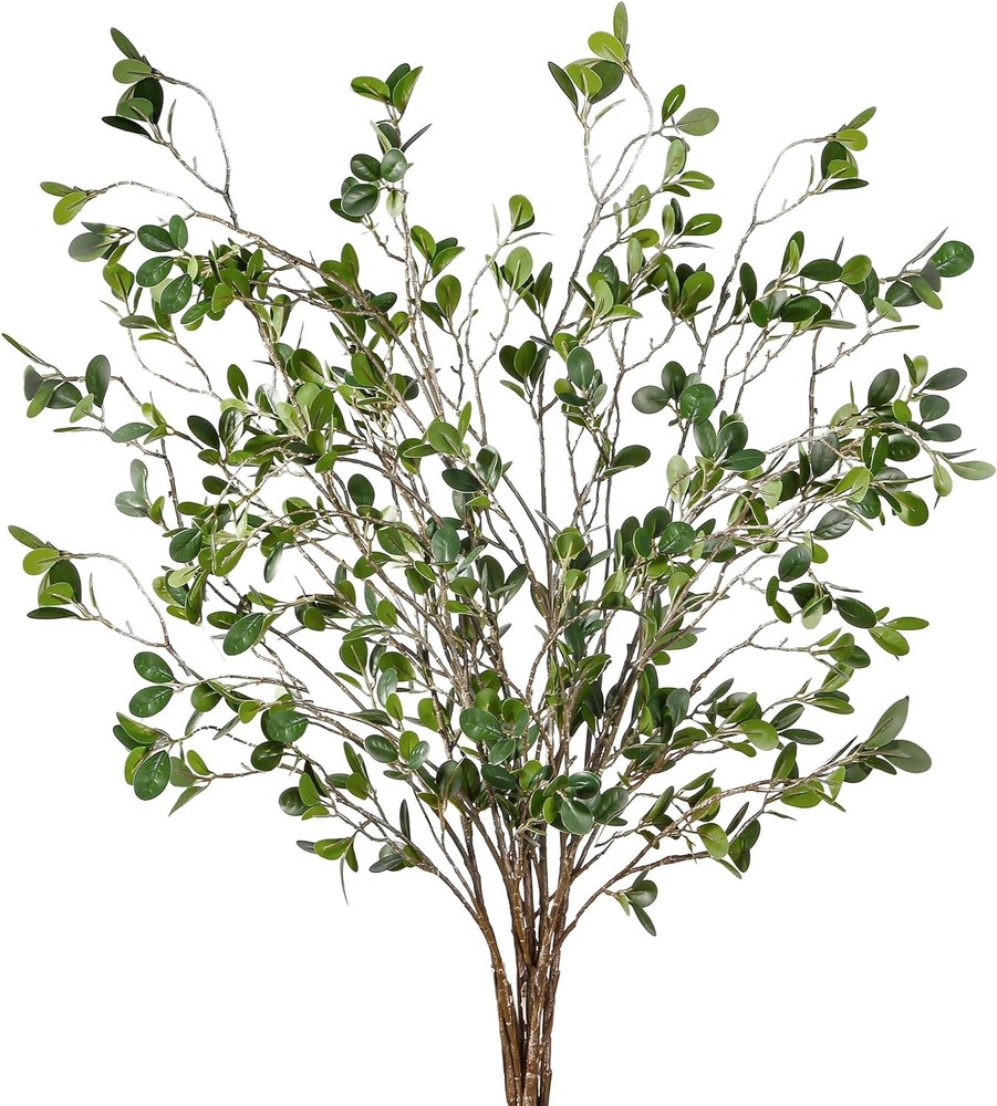Sggvecsy 43’’ 6Pcs Artificial Ficus Branches Faux Leaf Spray 6 Pieces, Green