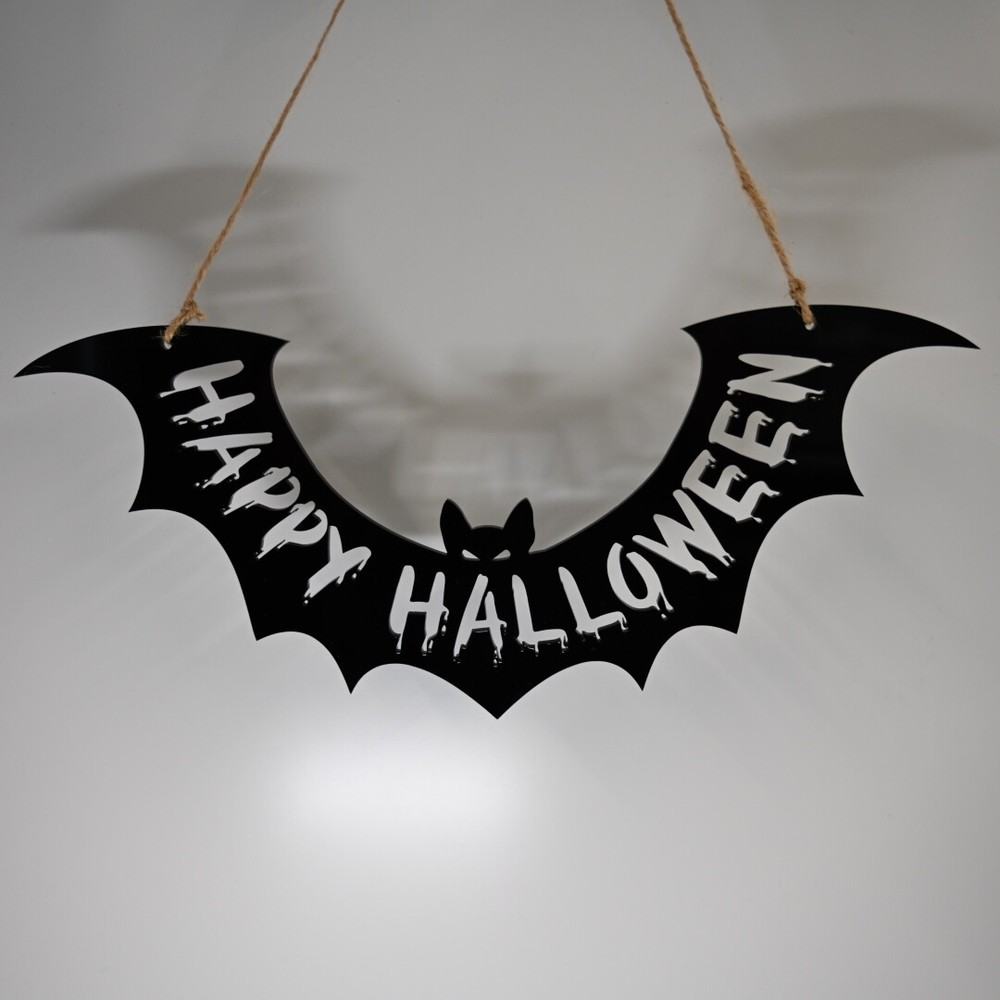 Happy Halloween Hanging Bat Decoration Ceiling Window Wall Perspex Acrylic 30cm