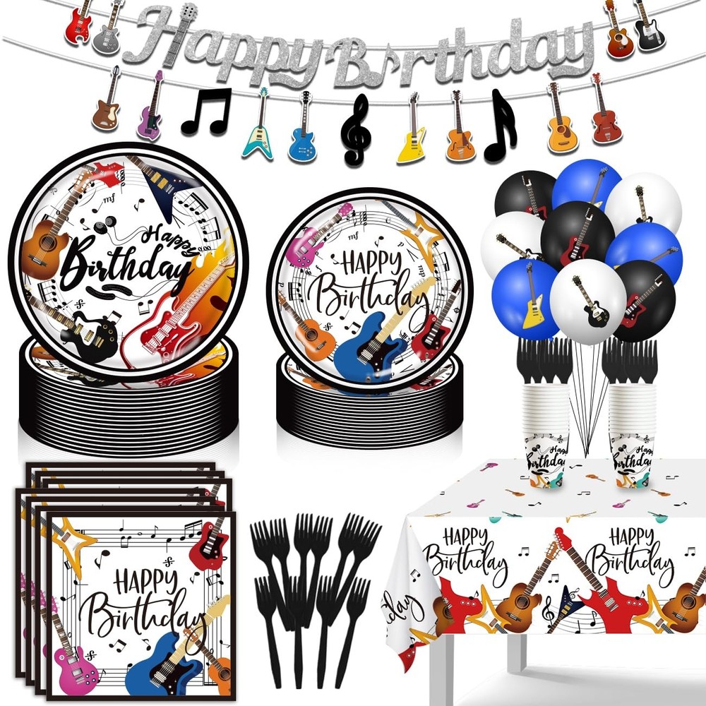 XHCYGWY Music Theme Party Decorations 110pcs Guitar Birthday Party Decoration…