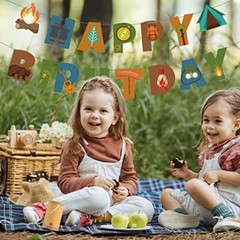 Camping Happy Birthday Banner, Camping Theme Happy Birthday Banner for Outdoor