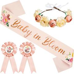 Baby in Bloom Baby Shower Decorations Mom to Be Sash and Dad to Be Pin Flower Cr