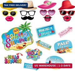 43Pcs Summer Party Decorations Photo Props, Summer Booth Props, Pool Decorations