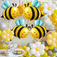 8 Pcs Bee and Daisy Balloons Set – 4 Bumble Bee & 4 Flower Mylar Foil Balloon…