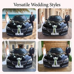 Wedding Car Decoration Garland with White Artificial Flowers and Ribbon Bow S…
